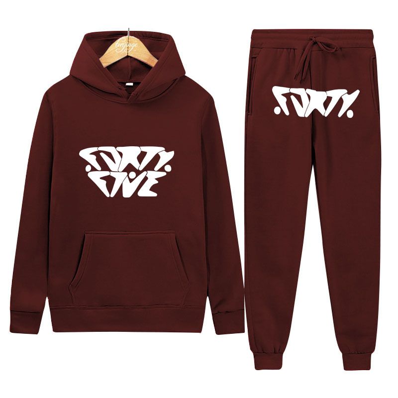 [UrbanLuxe] Herren Fleece Trainingsanzug - Englischer Print | Winterwärme_voghion.com