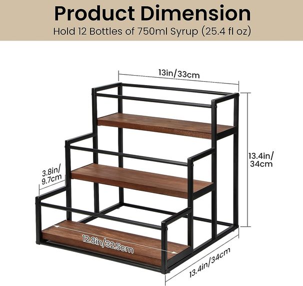 Desktop wine rack coffee bar bottle storage rack coffee syrup rack spice rack display rack wine rack wine wine rack_voghion.com