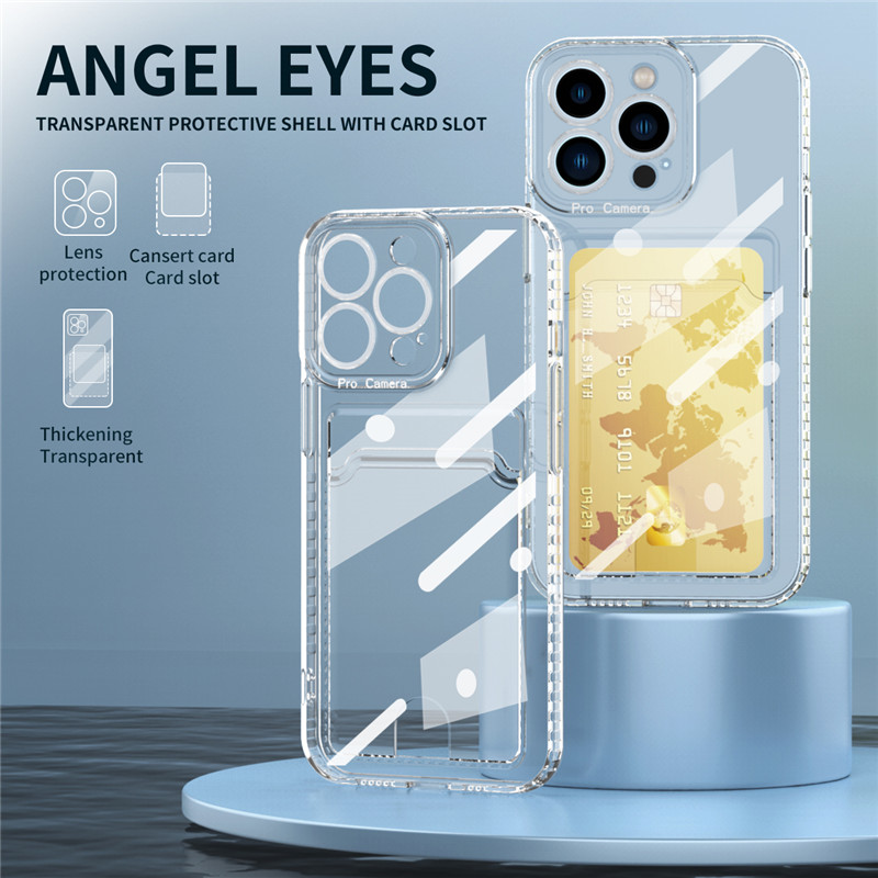 Transparenter Kartentaschenhalter, klare Handyhülle für iPhone 11 12 13 14 Pro Max 13Mini 12Mini XR X XSMax 7 8 6 Plus SE2020 weiche TPU stoßfeste Abdeckung_voghion.com