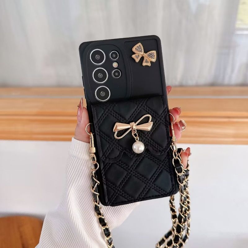 3D Bowknot Crossbody Kartenhalter Brieftasche Handyhülle für Samsung Galaxy S25 Ultra S24 S23 S21 S20 FE S22+ Plus Note 20 Soft Cover_voghion.com
