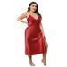 New Plus Size Ice Silk Nightgown With Long Suspender Design, Preferred For Women's Summer Home Wear_voghion.com