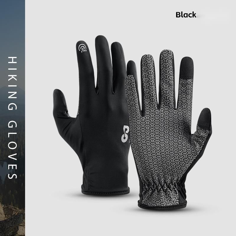 Outdoor Mountaineering Hiking Touch Screen Summer Sports Ice Silk Anti-Slip Wear-Resistant Riding Gloves_voghion.com
