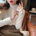Women's Fleece-Lined Knit Sweater Semi-Turtleneck Winter Warm Pullover Soft Comfortable Casual Tops_voghion.com