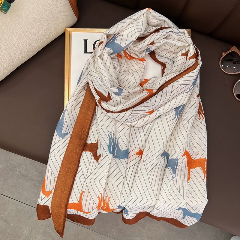 Protezione solare estiva, aria condizionata, scialle, sciarpa per cavalli in cotone e lino, foulard_voghion.com