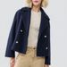 Damen-Peacoat aus Wollmischung mit zweireihiger Knopfleiste, Trenchcoat mit Revers und Knopfdetail, eleganter, locker sitzender Kurzblazer für Büroausflüge_voghion.com