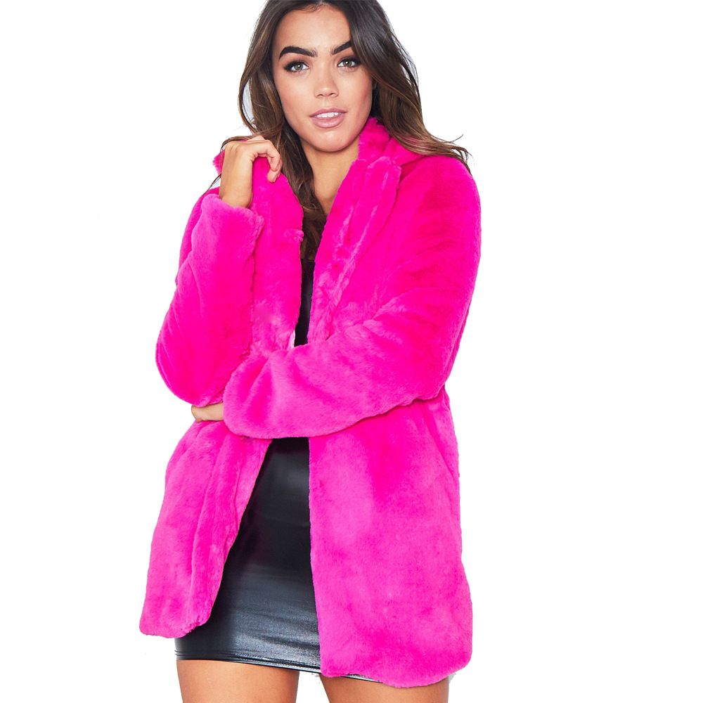 Women's Faux Fur Coat – Oversized Lapel, Luxe Fluffy Texture, 7 Colors Loose Fur Fleece Coat_voghion.com