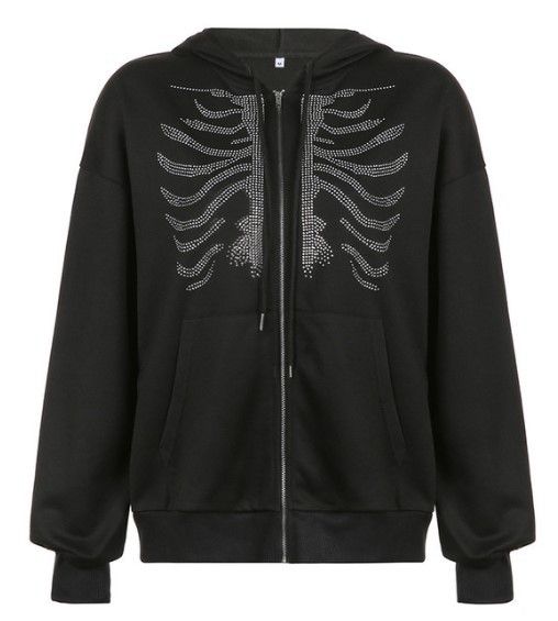 2021 New Trendy Street Style Loose Hooded Sweatshirt Printed Fleece Winter Y2K Zipper Jacket_voghion.com