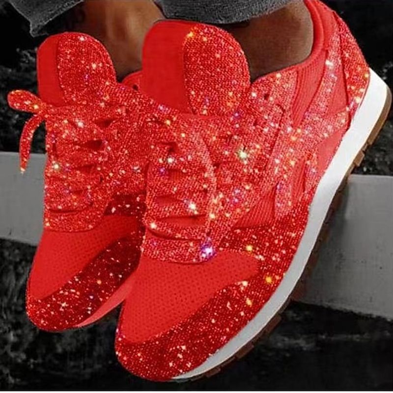 New Women Athletic Shoes Sequins Plus Size Bling Sneakers Outdoor Flat Heel Round Toe Sport Casual Walking Shoes C0130_voghion.com