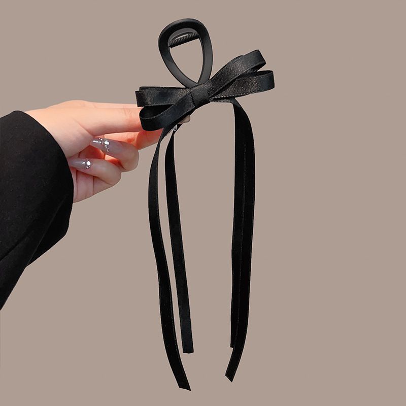 Fermaglio per capelli con fiocco in nastro nero Fermaglio per capelli con squalo e perla, accessori per capelli da donna_voghion.com