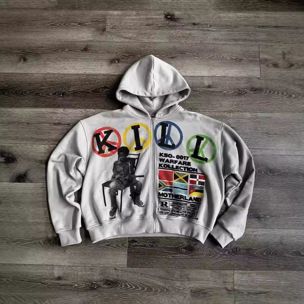 Felpa con cappuccio e zip con grafica 3D – Pullover invernale oversize con stampe testurizzate audaci (abbigliamento streetwear unisex, poliestere, taglio con spalle scese)_voghion.com