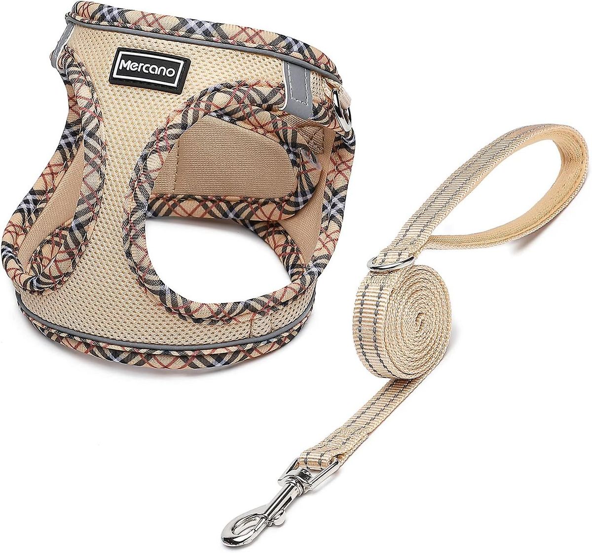 SQCLV Soft Mesh Dog Harness And Leash Set, No-Chock Step-in Reflective Breathable Lightweight Easy Walk Escape Proof Vest Harnesses With Safety Buckle_voghion.com