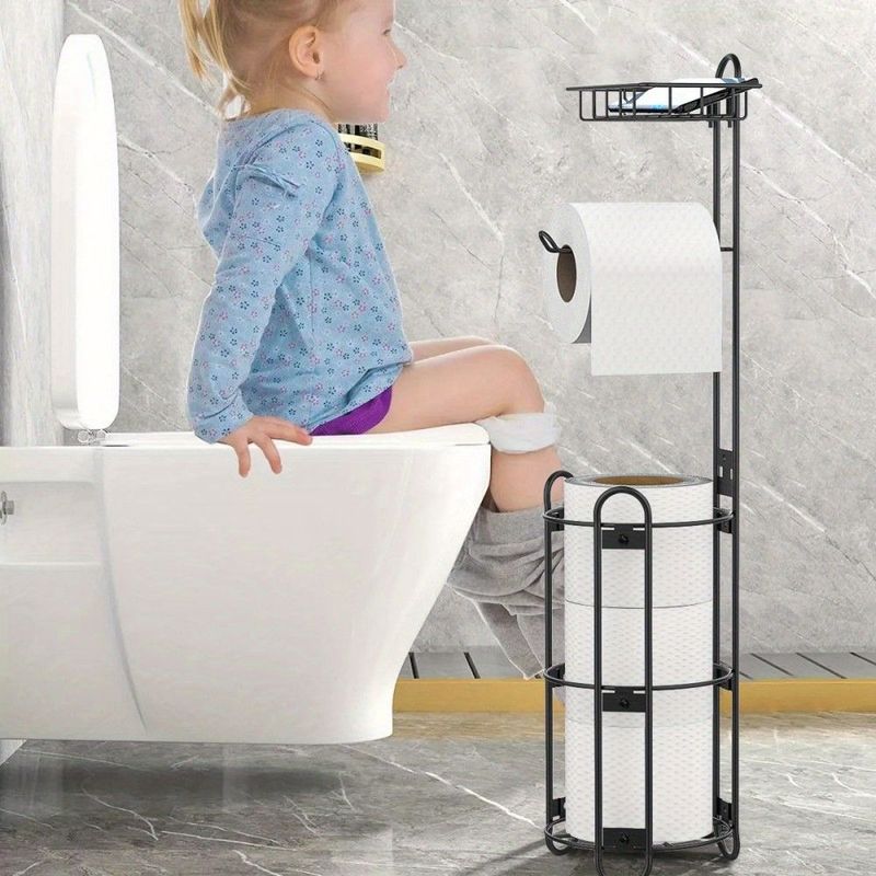Tissue Paper Roll Stand, Bathroom Toilet Paper Storage Holder, Floor Standing Toilet Paper Dispenser, Clearance_voghion.com