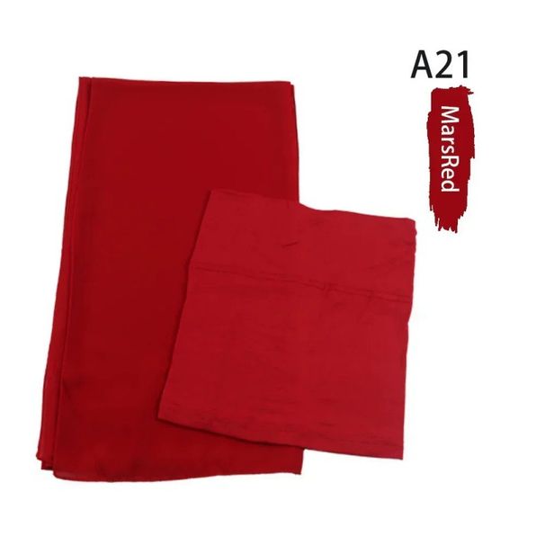 Foulard musulmano Foulard in chiffon dello stesso colore Base Cappello Un set di sciarpa lunga e comoda in chiffon modal combinato_voghion.com