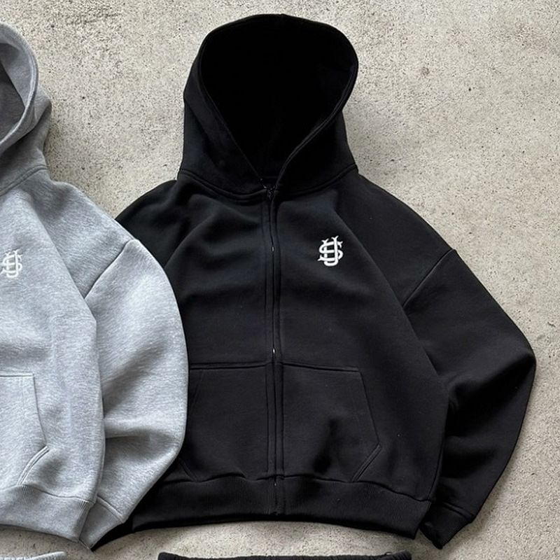 Férfi ruházat Új egyszerű hímzett pulóver divat Retro alkalmi cipzáras kardigán pulóver dzseki_voghion.com