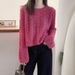 girl Casual Versatile Long Sleeve Knitted Thin Women's Autumn New Lazy Style Loose Short Soft Round Neck Sweater_voghion.com