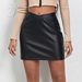 Jupe courte en cuir PU pour femmes, mode, taille en V, fermeture éclair, jupe en cuir_voghion.com