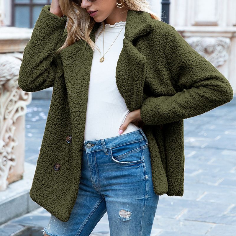 Women's new button fur coat and lapel loose fleece sweater available_voghion.com