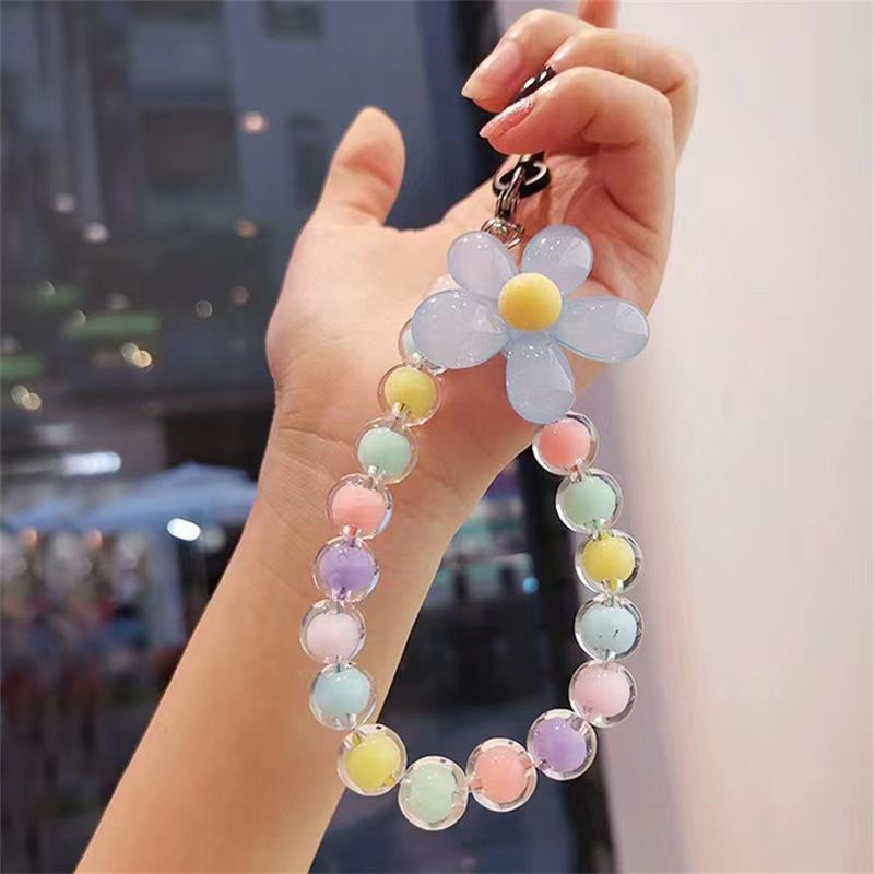 Cordon de téléphone portable couleur macaron, perles faites à la main, breloques anti-perte, accessoires de téléphone pour femmes et filles, cadeau_voghion.com