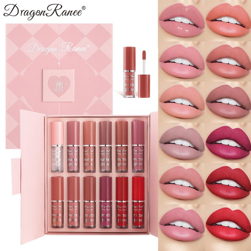 Set mit 12 matten Flüssiglippenstiften – Langanhaltender, nicht abfärbender Lipgloss in Geschenkbox für Make-up mit ganztägiger Haltbarkeit_voghion.com