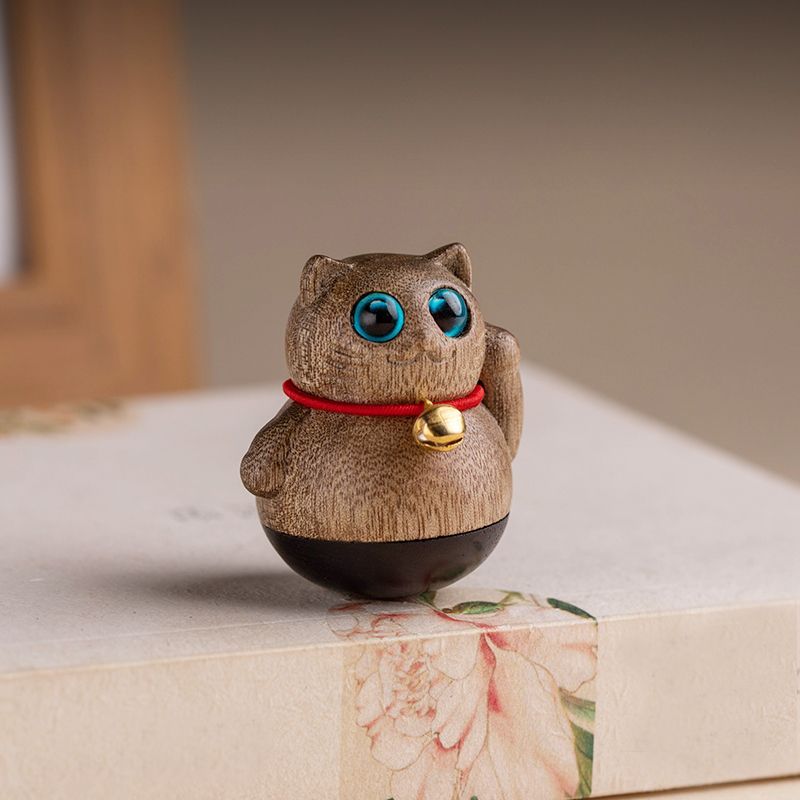 Bicchiere portafortuna in legno di sandalo dorato, decorazione da tavolo, manico in ebano, con campanello, unisex, stile celebrità di Internet_voghion.com
