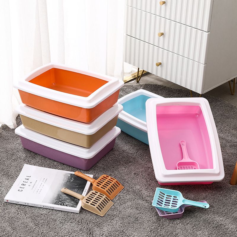 Box Semi-Enclosed Toilet Pet Cleaning Supplies With Cat Litter Scoop Deodorizing Function PP Material For Cats_voghion.com