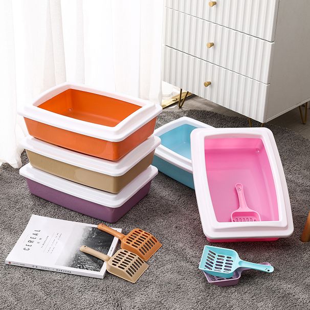 Box Semi-Enclosed Toilet Pet Cleaning Supplies With Cat Litter Scoop Deodorizing Function PP Material For Cats_voghion.com