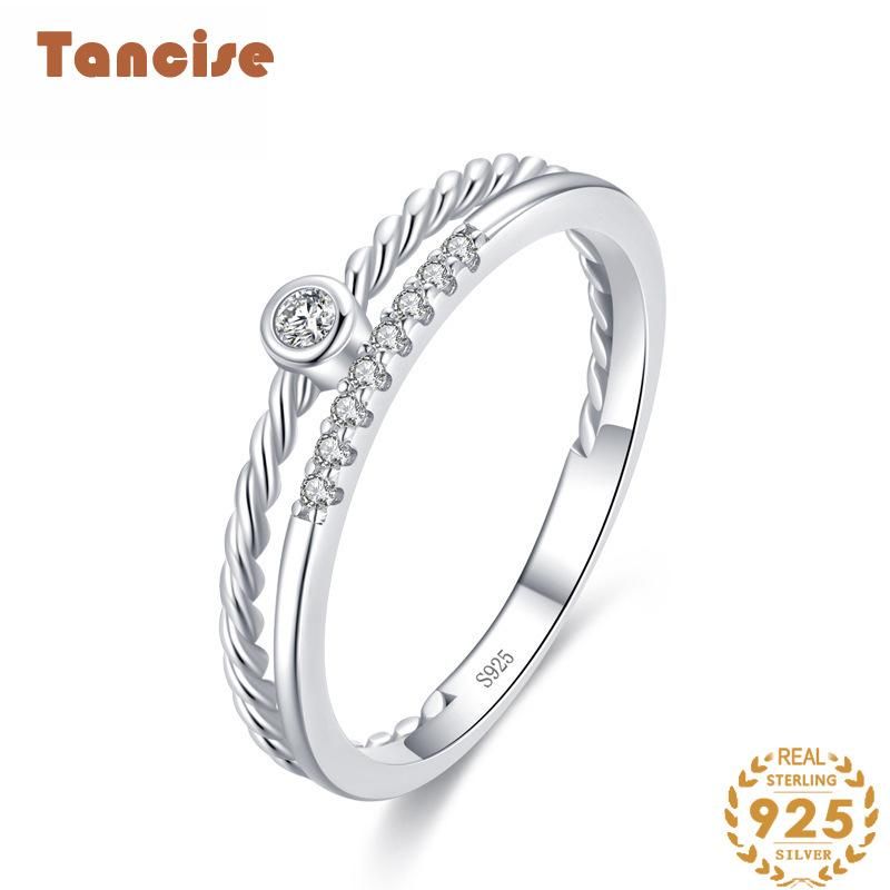 Tancise Anello in argento con zirconi classici Gioielli da donna Promessa di nozze Regalo per feste_voghion.com