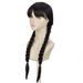 Synthetic Clip-in Addams Family Bangs Black Braids Black Wednesday Double Ponytail Braids Cos Anime Wig_voghion.com
