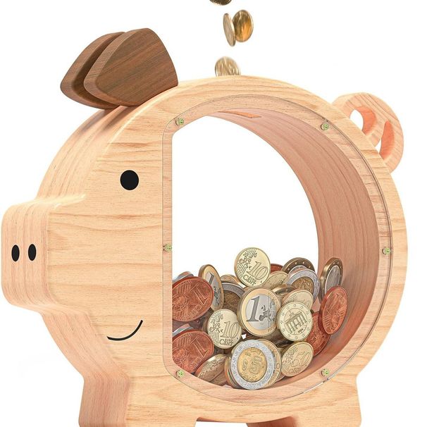 Home & Garden Wooden piggy bank cute cartoon solid wood elephant piggy bank creative desktop ornaments children's coin storage jar_voghion.com