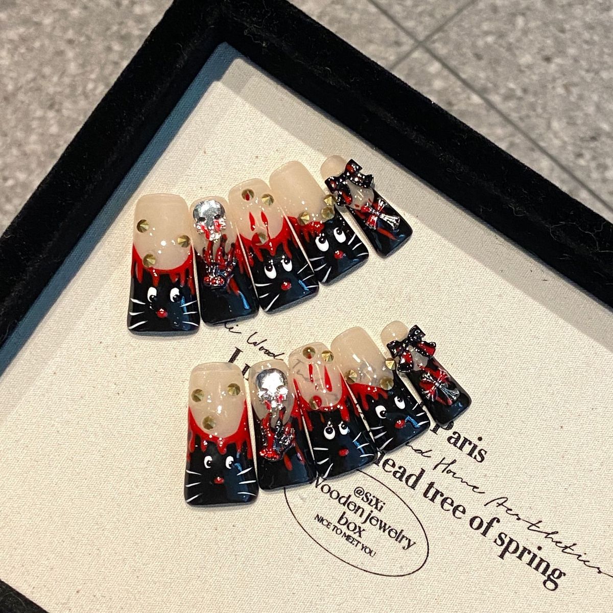 False Nails Duckbill Nail Art Hand Painted Cat Regional Limited Hand Made Wear On Nails_voghion.com