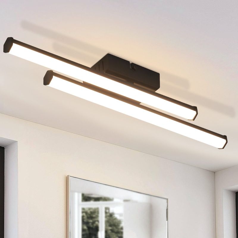 Deckenleuchte Schwarz Deckenlampe Wohnzimmer - Moderne 12W Schlafzimmerlampe 3000K Küchenlampe Innen Design Warmweiß Licht LED Deckenbeleuchtung_voghion.com