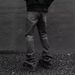 Men's Vintage Streetwear Cleanfit Splatter Jeans - Retro High-Waisted Flared Pants With Distressed Hem & Stacked Leg_voghion.com