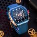 SKMEI New Men's Watch Multi Functional Quartz Movement Rectangular Blue Dial Sports Clock Casual Fashion Silicone Strap Men Watc_voghion.com