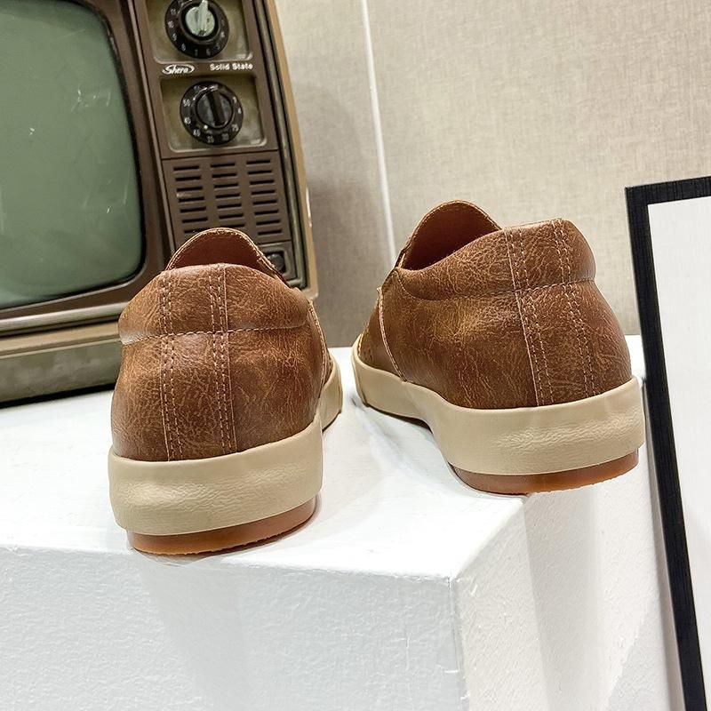Moda Erkek Ayakkabısı Rahat Elastik Alçak Topuklu Loafer Deri Ayakkabı The Four Seasons Hafif Kauçuk Ayakkabı Haki Düz İş Ayakkabısı Tasarımcı Loafer'lar_voghion.com
