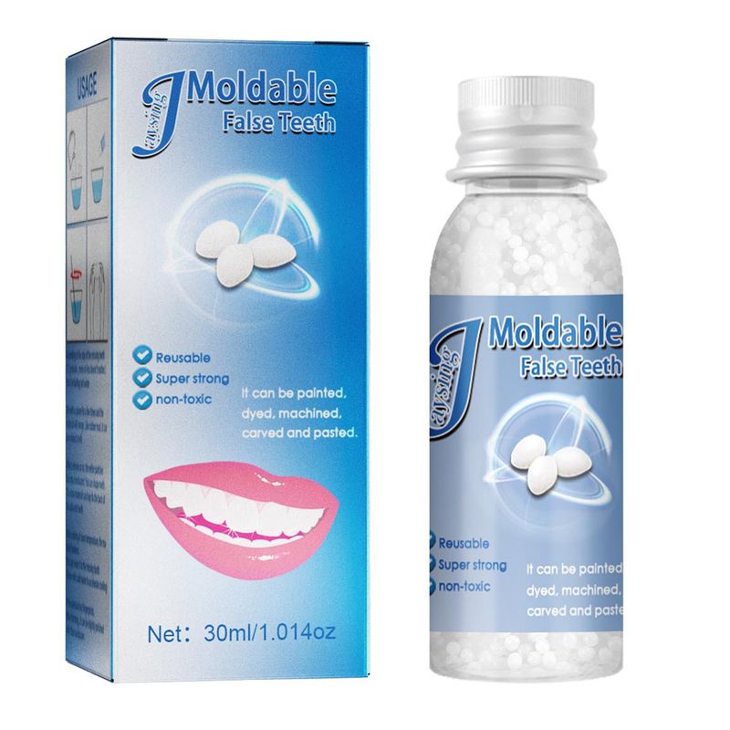 1 boks 30 ml tenner lim DIY Cosplay tenner formbar tannrestaurering Høy fleksibilitet Midlertidig fylling Hurtigsmeltende tennerstatningsperler til hjemmet_voghion.com