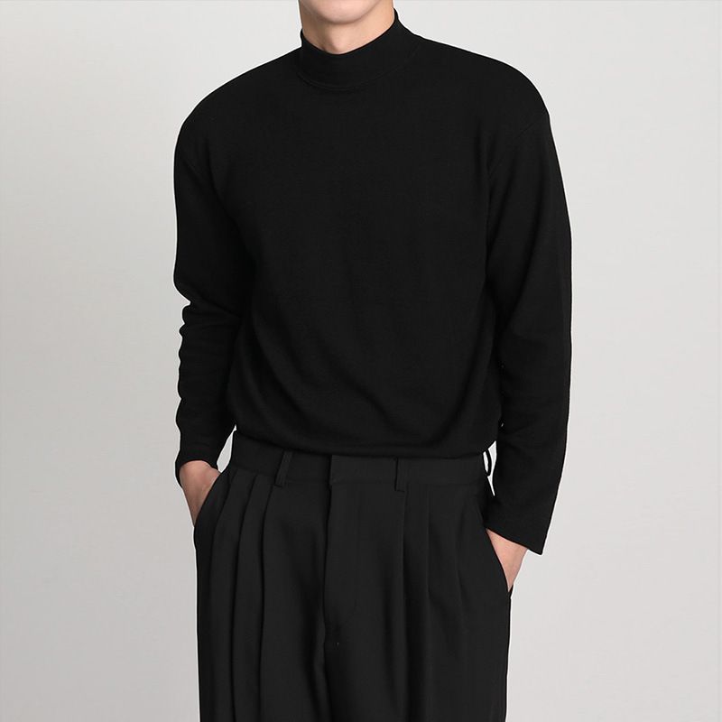 Men's Clothing round neck sweater men's casual chic trendy bottoming sweater inner wear_voghion.com