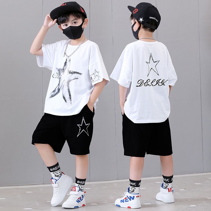 Traje de verano para niño 2023, de manga corta, muy popular en internet y tendencia en la calle._voghion.com