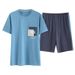 Spring and new men's short sleeved shorts, plus size pajamas, student Modal loose home clothes can be worn outside in_voghion.com