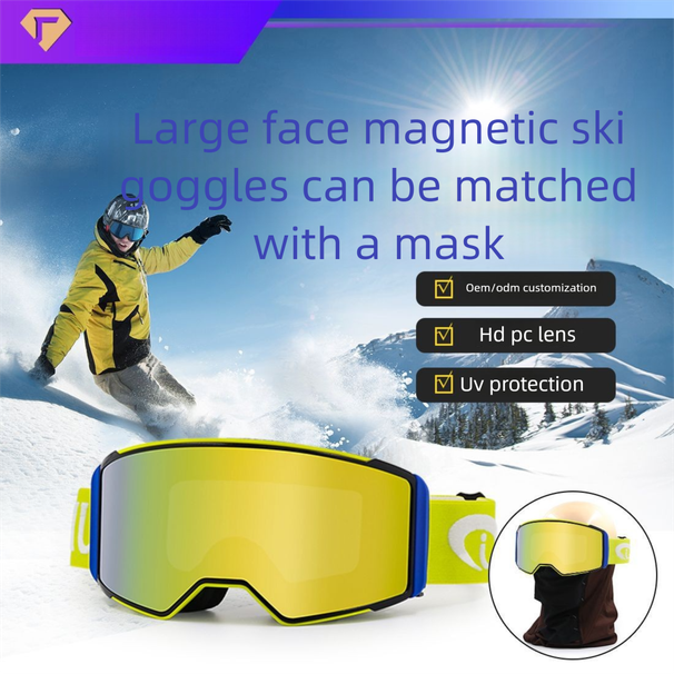 New Curved Magnetic Column Surface Glasses Double Layer Anti Fog Outdoor Men And Women Ski Goggles_voghion.com