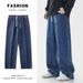 Jeans da uomo con coulisse e vestibilità comoda – Pantaloni dritti in cotone traspirante (S-3XL, Nero/Azzurro/Blu scuro/Grigio scuro/Giallo argilla)_voghion.com