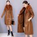 Women's large fur collar winter fur coat women plus fleece thickened medium long_voghion.com