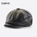 PU Leather Hat For Men, British Style, Spring And Autumn, Versatile Newsboy Octagonal Hat, Women's Duckbill Cap, Painter_voghion.com