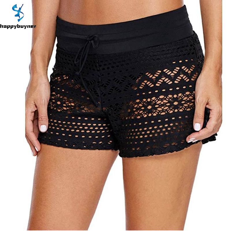 Happybuyner Dames Hoge Taille Bikinibroekjes Trekkoord Taille Visnet Badpak Slips Broek Badmode Tankini Zwemmen_voghion.com