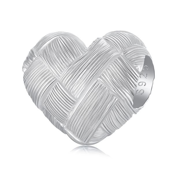 Weaved Heart Charm Charm Sterling Silver Charm_voghion.com