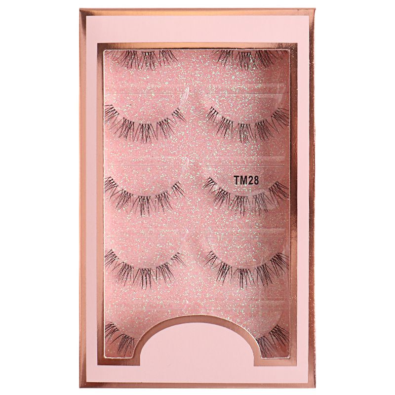 Klare, dünne Fischlinien-Stiel-Künstliche Wimpern „Little Devil“ – Vollstreifen, natürlich aussehend, 5 Paar, realistisch, ideal für Anfänger, Wimperntransplantation_voghion.com