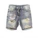 Men's Clothing Summer Thin Fashion Ripped Patch Denim Shorts Men's Trendy Brand All Match Cat Whisker Distressed Beggar Five Point Pants_voghion.com