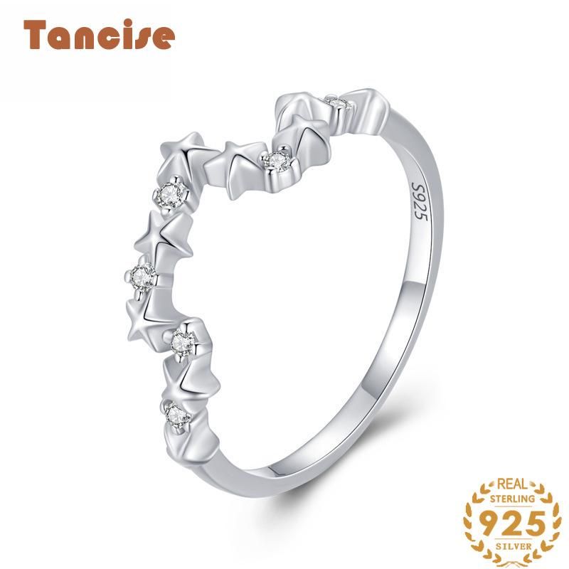  Tancise Classic Zircon Silver Ring Ladies Jewelry Wedding Promise Party Gift_voghion.com