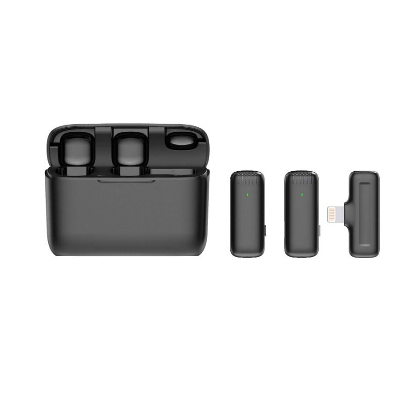 Wireless collar microphone J13 one for two with charging compartment, live broadcast radio recording noise reduction_voghion.com