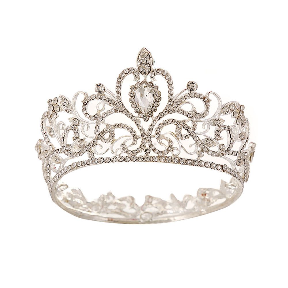 Μπαρόκ στρογγυλό στέμμα νυφικό στέμμα Τιάρα πριγκίπισσα στέμμα γενεθλίων Αξεσουάρ μαλλιών Νυφικό Stage Full Crown Στρογγυλό στέμμα_voghion.com