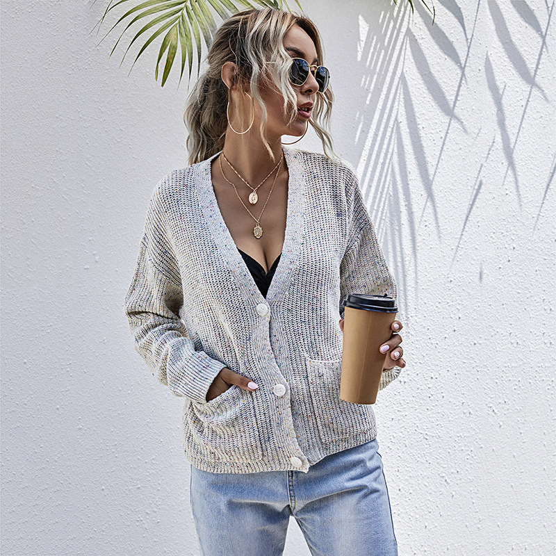 Women's clothing Lazy style knitted forest style solid color point long-sleeved sweater jacket for women independent station autumn_voghion.com